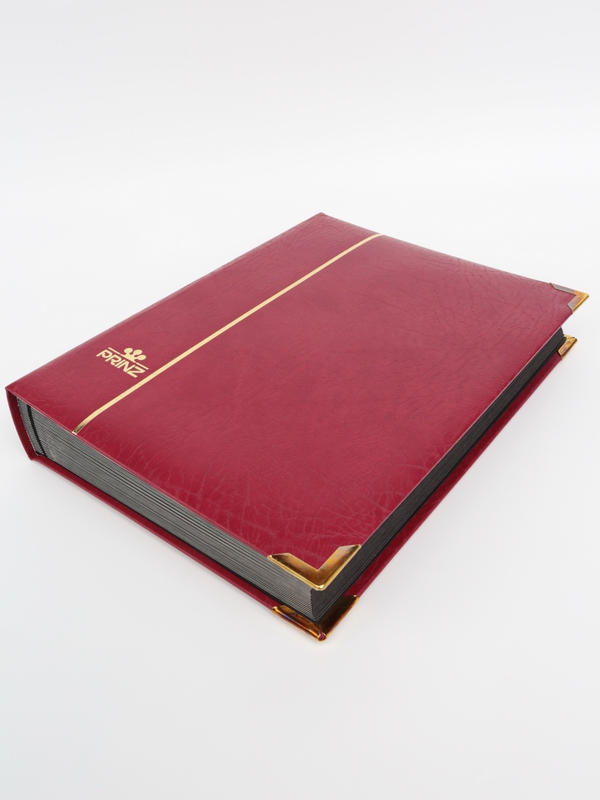 Альбом для марок (кляссер ROYAL). 30 листов (60 страниц) из чёрного картона с промежуточными прозрачными листами. Бордовый. Prinz, 6032