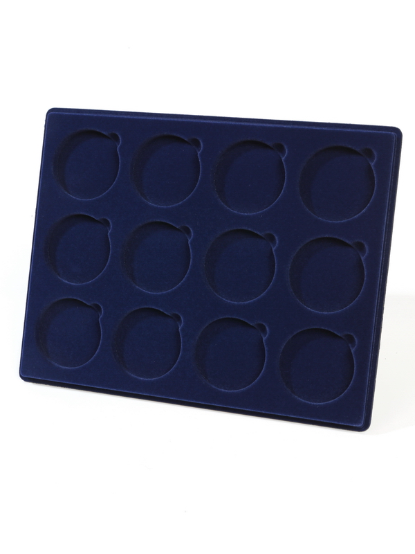  Планшет S (234х296х12 мм) для монет в капсулах d-58 мм (12 ячеек), тёмно-синий