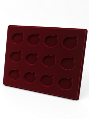 Планшет S (234х296х12 мм) для 12 монет в овальных капсулах (40х50х10 мм), тёмно-бордовый  Планшет S (234х296х12 мм) для 12 монет в овальных капсулах (40х50х10 мм), тёмно-бордовый