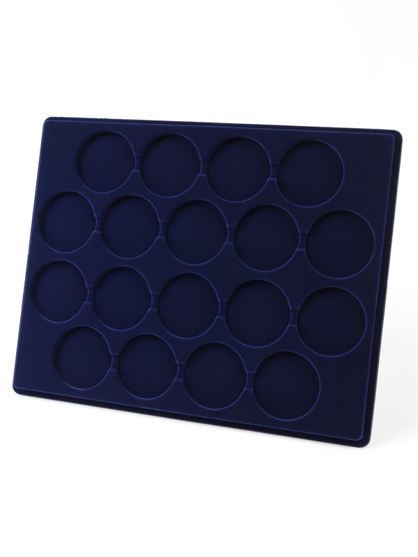  Планшет S (234х296х12 мм) для 18 монет в капсулах CAPS 45 Leuchtturm. Диаметр ячейки 51 мм, тёмно-синий