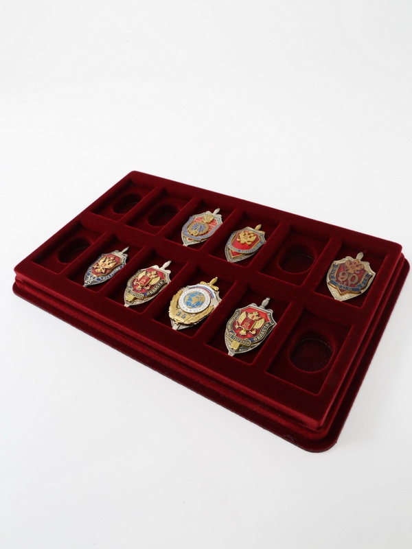 Планшет M (150х239х20 мм) на 12 ячеек (50х30х6 мм) (под знаки с винтом), тёмно-синий