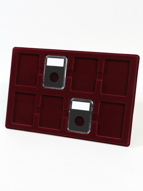  Планшет L (222х333х13 мм) для 8 слабов NGC и PCGS (63х86х8 мм), тёмно-бордовый