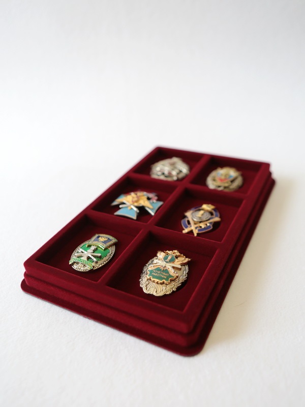 Планшет M (150х239х20 мм) на 6 ячеек (56х64х10 мм) (под знаки с винтом), тёмно-синий