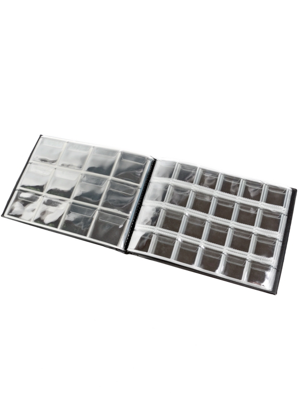 Карманный монетный альбом 209х153х18 мм для размещения 180 монет с комбинированными ячейками, горизонтальный, тёмно-бордовый