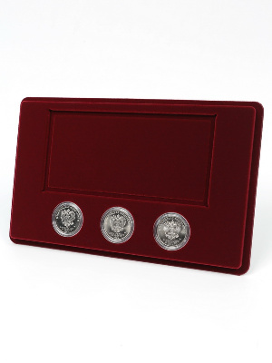 Планшет M (146х236х12 мм) для 3 монет 25 рублей в капсулах Leuchtturm и банкноты «Футбол 2018» в чехле