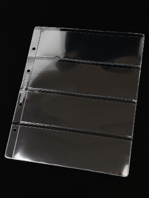 Листы формата ОПТИМА (Россия) (202х251 мм) из прозрачного пластика на 4 ячейки (180х52 мм). Standart. Упаковка из 10 листов. Albommonet, ЛБ4
