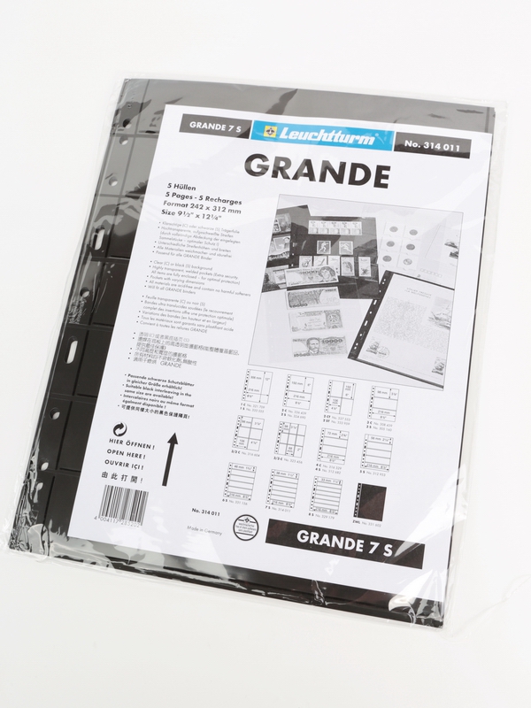 Листы-обложки GRANDE 7S (242х312 мм) двусторонние на 7 ячеек (216х38 мм). Упаковка из 5 листов. Leuchtturm, 314011