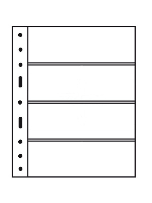 Листы-обложки GRANDE 4C (242х312 мм) из прозрачного пластика на 4 ячейки (216х72 мм). Упаковка из 5 листов. Leuchtturm, 316329
