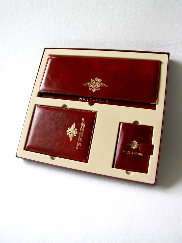 Флокированный ложемент для 3 предметов (ежедневник, планинг и кошелек). Для МВД России