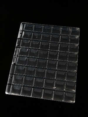 Листы формата ОПТИМА (Россия) (200х250 мм) на 48 ячеек с клапанами. Для монет диаметром до 24 мм. Standart. Упаковка из 10 листов. Albommonet, ЛМ48К