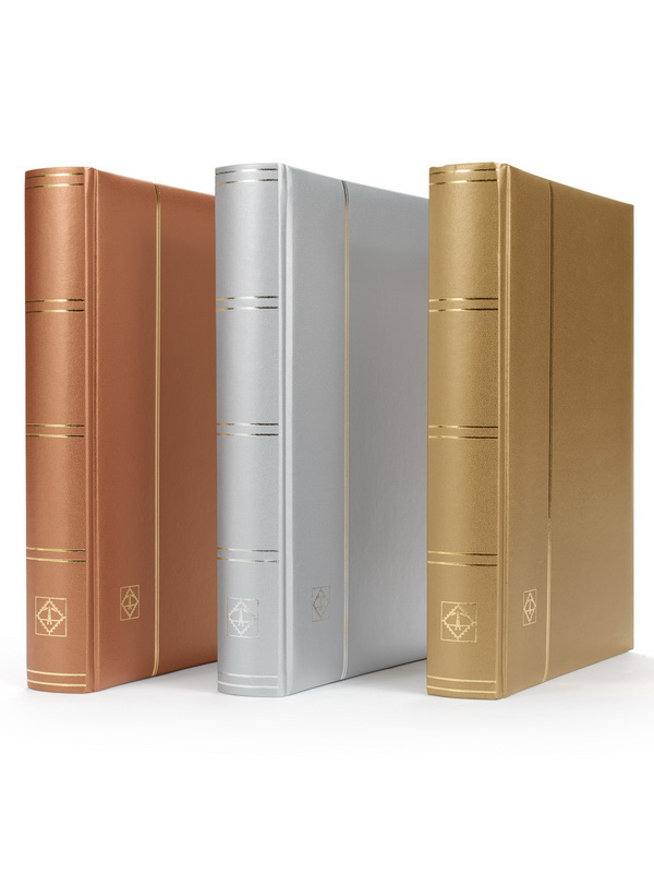 Альбом для марок (кляссер COMFORT). 32 листа (64 страницы) из чёрного картона. Metallic edition (Бронзовый). Leuchtturm, 358060