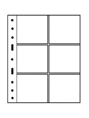 Листы-обложки GRANDE 3/2C (242х312 мм) из прозрачного пластика на 6 ячеек (106х98 мм). Упаковка из 5 листов. Leuchtturm, 316604