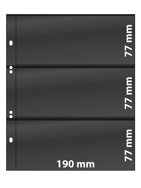 Листы MULTI COLLECT из пластика на 3 ячейки (190х77 мм) с каждой стороны, чёрные. Упаковка из 10 листов. Lindner, MU1313