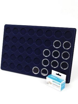 Планшет L (222х333х13 мм) для 40 монет в капсулах CAPS 26 Leuchtturm. Диаметр ячейки 32,5 мм