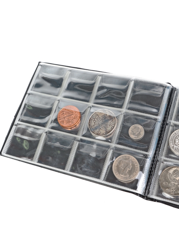 Карманный монетный альбом 209х153х18 мм для размещения 120 монет, горизонтальный, тёмно-зелёный