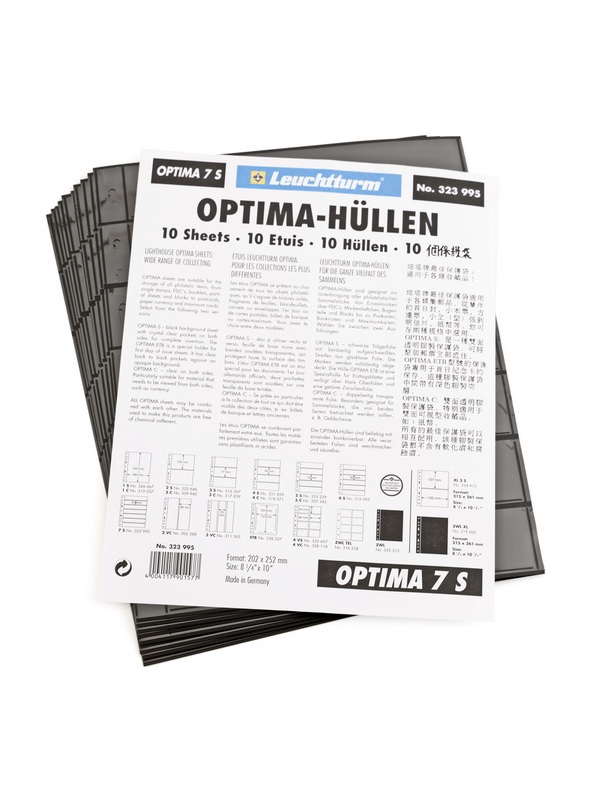 Листы-обложки OPTIMA 7S (202х252 мм) на 7 ячеек (180х30 мм). Упаковка из 10 листов. Leuchtturm, 323995