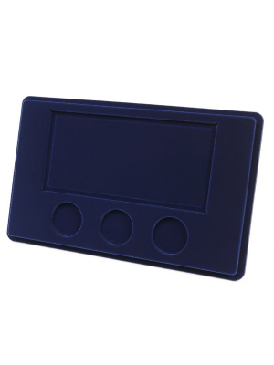 Планшет M (146х236х12 мм) для 3 монет 25 рублей в капсулах Leuchtturm и банкноты «Футбол 2018» в чехле, тёмно-синий