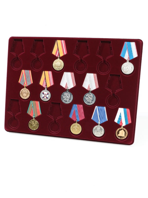 Планшет G (291х393х16 мм) на 17 медалей РФ d-37 мм с пятиугольной колодкой