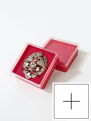 Пластиковый футляр (58х58х22 мм). Красное основание, прозрачная крышка, с отверстием "крест" Пластиковый футляр (58х58х22 мм). Красное основание, прозрачная крышка, с отверстием "крест"