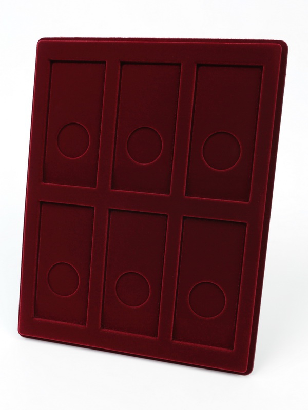 Планшет S (234х296х12 мм) для 6 цветных монет 25 рублей в блистере, тёмно-бордовый  Планшет S (234х296х12 мм) для 6 цветных монет 25 рублей в блистере, тёмно-бордовый