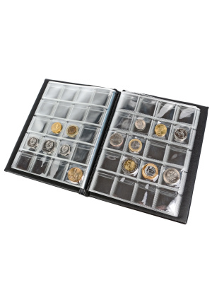 Карманный монетный альбом 173х216х18 мм для размещения 200 монет, вертикальный, тёмно-бордовый