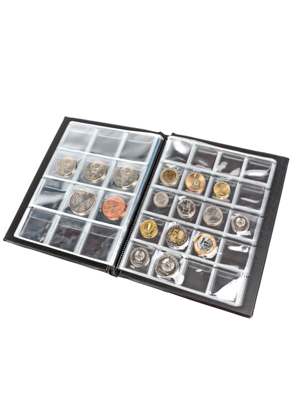 Карманный монетный альбом 173х216х18 мм для размещения 160 монет с комбинированными ячейками, вертикальный