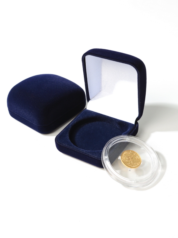  Футляр (55х60х36 мм) для одной монеты в капсуле (диаметр 44 мм), тёмно-синий