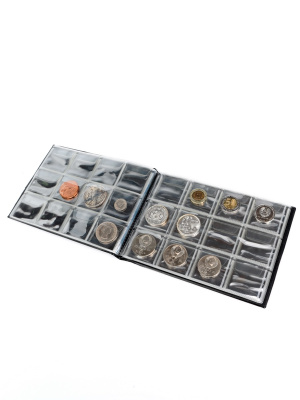 Карманный монетный альбом 209х153х18 мм для размещения 120 монет, горизонтальный, тёмно-бордовый