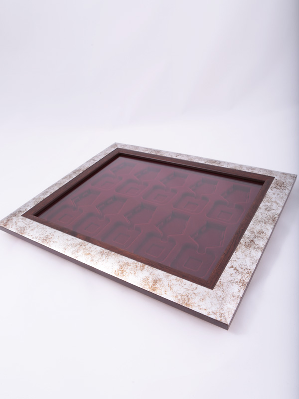  Багетная рамка S серебряно-коричневого цвета на 10 орденов с пятиугольной колодкой, тёмно-бордовый