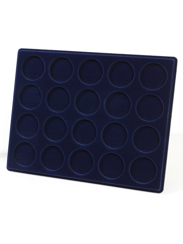  Планшет S (234х296х12 мм) для монет в капсулах d-46 мм (20 ячеек), тёмно-синий