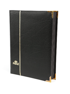 Альбом для марок (кляссер ROYAL). 30 листов (60 страниц) из чёрного картона с промежуточными прозрачными листами. Чёрный. Prinz, 6032