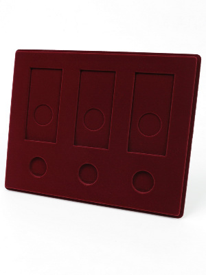 Планшет S (234х296х12 мм) для 3 обычных монет 25 рублей в капсулах Leuchtturm и 3 цветных монет 25 рублей в блистере