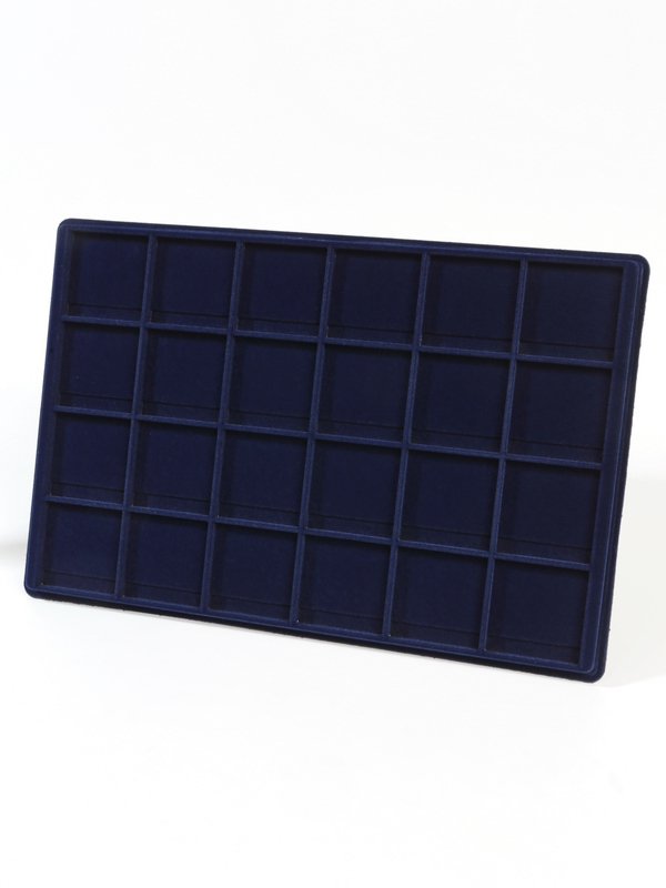  Планшет L (222х333х13 мм) для 24 монет в капсулах «Quadrum» (50х50х6 мм), тёмно-синий