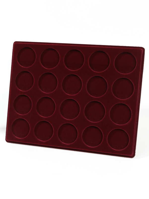  Планшет S (234х296х12 мм) для монет в капсулах d-44 мм (20 ячеек), тёмно-бордовый