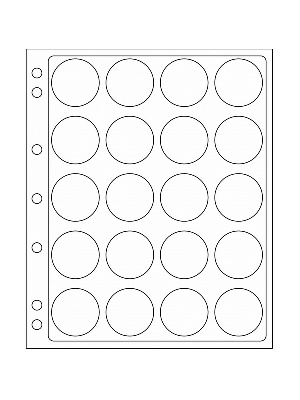 Листы-обложки ENCAP из прозрачного пластика для монет в капсулах CAPS 38/40 мм Leuchtturm. Диаметр ячейки 45 мм. Упаковка из 2 листов. Leuchtturm, 343215