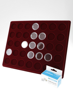 Планшет S (234х296х12 мм) для 35 монет в капсулах CAPS 26 Leuchtturm. Диаметр ячейки 32,5 мм, тёмно-бордовый  Планшет S (234х296х12 мм) для 35 монет в капсулах CAPS 26 Leuchtturm. Диаметр ячейки 32,5 мм, тёмно-бордовый