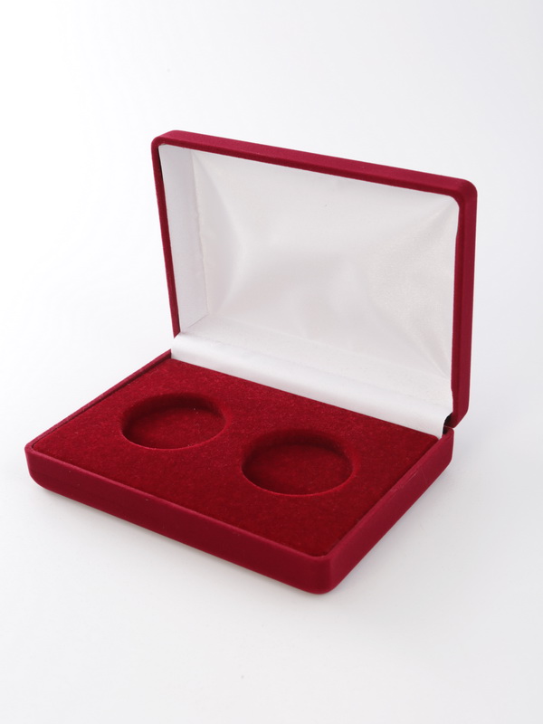 Футляр (142х102х42 мм) на 2 монеты в капсулах (диаметр 44 мм), светло-бордовый  Футляр (142х102х42 мм) на 2 монеты в капсулах (диаметр 44 мм), светло-бордовый