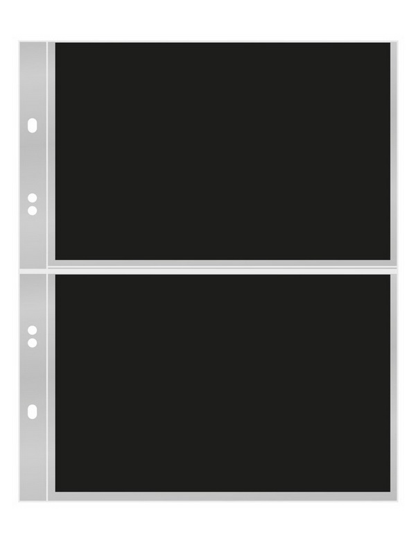 Листы системы MULTI COLLECT на 2 ячейки (185х120 мм) прозрачного цвета с чёрными листами вставками. Упаковка из 10 листов. Lindner, MU1404