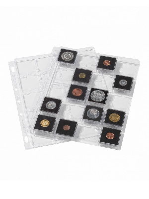 Листы-обложки SNAP из прозрачного пластика для монет в капсулах Quadrum Leuchtturm. Упаковка из 2 листов. Leuchtturm, 361439