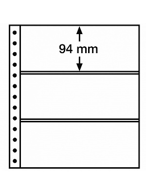 Листы-вкладыши R 3C (270х297 мм) из прозрачного пластика на 3 ячейки (248х94 мм). Упаковка из 5 листов. Leuchtturm, 359384