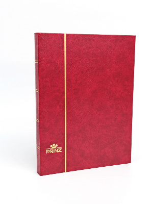 Альбом для марок (кляссер CLASSIC). 16 листов (32 страницы) из чёрного картона с промежуточными листами из пергамина. Красный. Prinz, 2015