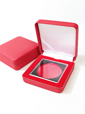 Футляр из искусственной кожи (92х92х36 мм) для 1 монеты в капсуле Quadrum XL (67,25х67,25х7,5 мм)