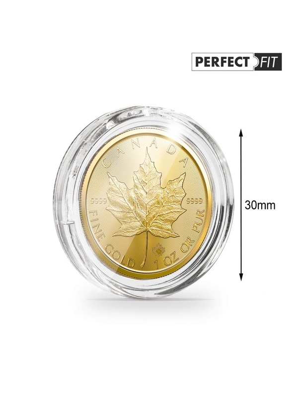 Капсулы Ultra Perfect Fit для монеты Maple Leaf 1 унция золото (30 мм), в упаковке 10 шт. Leuchtturm, 365300