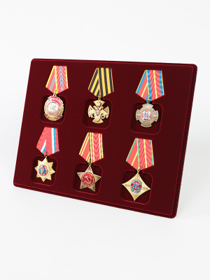 Планшет S (234х296х12 мм) на 6 орденов с пятиугольной колодкой, тёмно-бордовый Планшет S (234х296х12 мм) на 6 орденов с пятиугольной колодкой, тёмно-бордовый