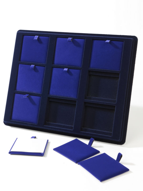  Планшет S (243х304х21 мм) на 9 ячеек (66х72х8 мм) (с флокированными вставками), тёмно-синий