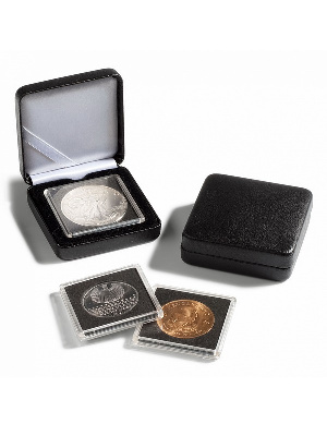 Футляр Nobile из искусственной кожи (67х67х26 мм) для монеты в капсуле Quadrum (50х50х6 мм). Leuchtturm, 322779 Футляр Nobile из искусственной кожи (67х67х26 мм) для монеты в капсуле Quadrum (50х50х6 мм). Leuchtturm, 322779