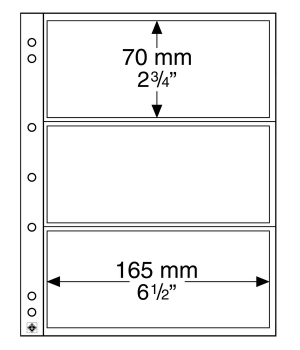 Листы-обложки NUMIS 3C (187х224 мм) из прозрачного пластика на 3 ячейки (165х70 мм). Упаковка из 10 листов. Leuchtturm, 316522