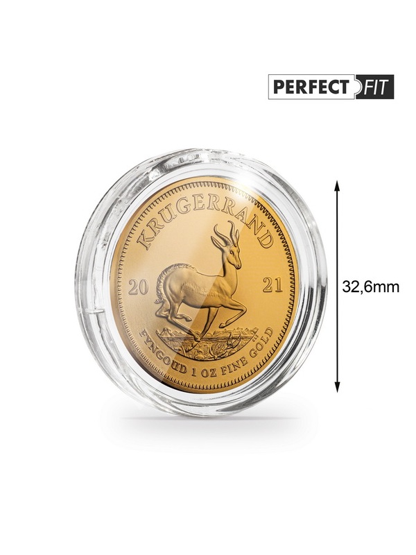 Капсулы Ultra Perfect Fit для монеты Krugerrand 1 унция золото (32,60 мм), в упаковке 10 шт. Leuchtturm, 365301