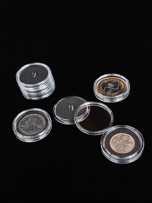 Капсулы для монет Mini с разделительными кольцами для монет 11-27,6 мм (II) (внешний диаметр 33 мм), в упаковке 10 шт