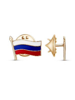 Значок Флаг РФ, малый, золочение, цанга Значок Флаг РФ, малый, золочение, цанга